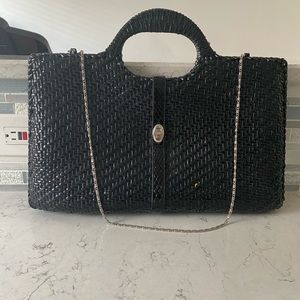 Oversized vintage woven clutch handbag